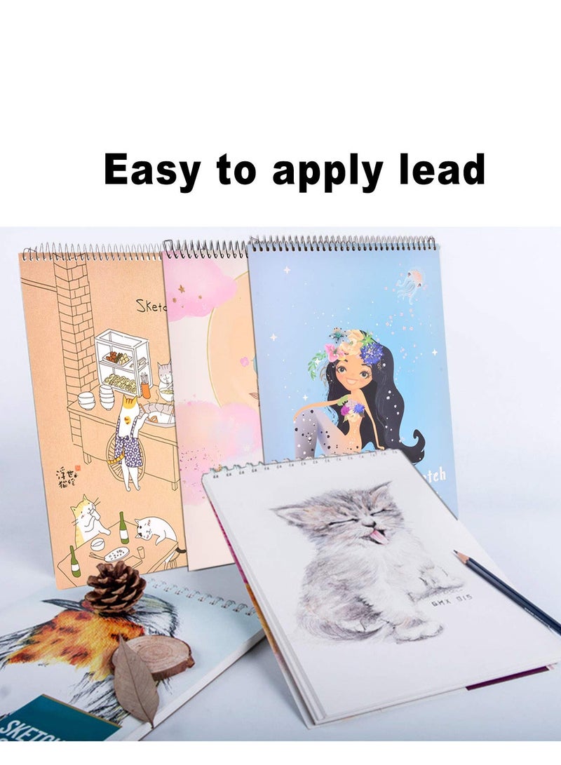 دفتر رسم، 8”X11.5” 100  (110 جرام/متر مربع)، دفتر رسم فني ملزم بشكل حلزوني، ورق رسم متين خالي من الأحماض للرسم، الطلاء، الرسم التخطيطي أو الخربشة، غلاف وردي، ورق أبيض - Image 5